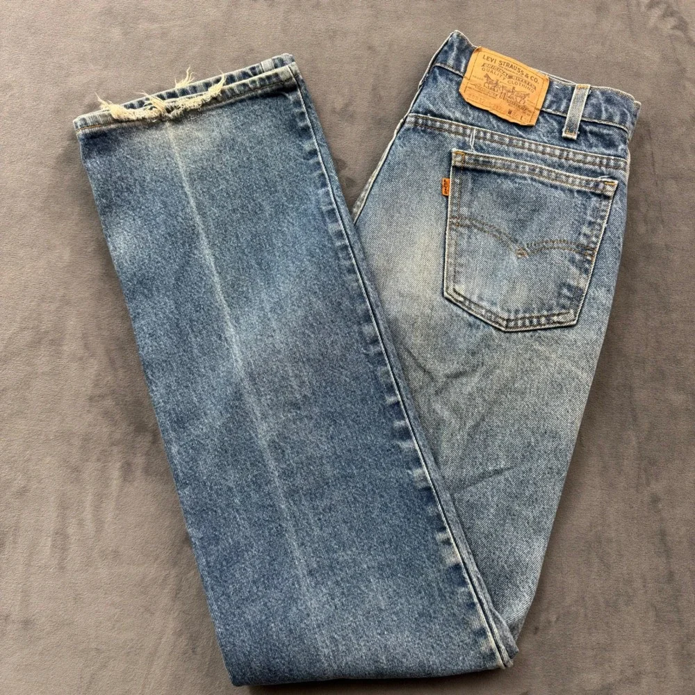 Vintage Levis 517 Orange Tab Jeans Men 34x34 Made in USA Blue Bootcut 20517-0217